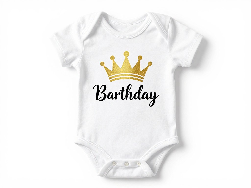 Personalizowane body na roczek z imieniem dziecka i złotą koroną