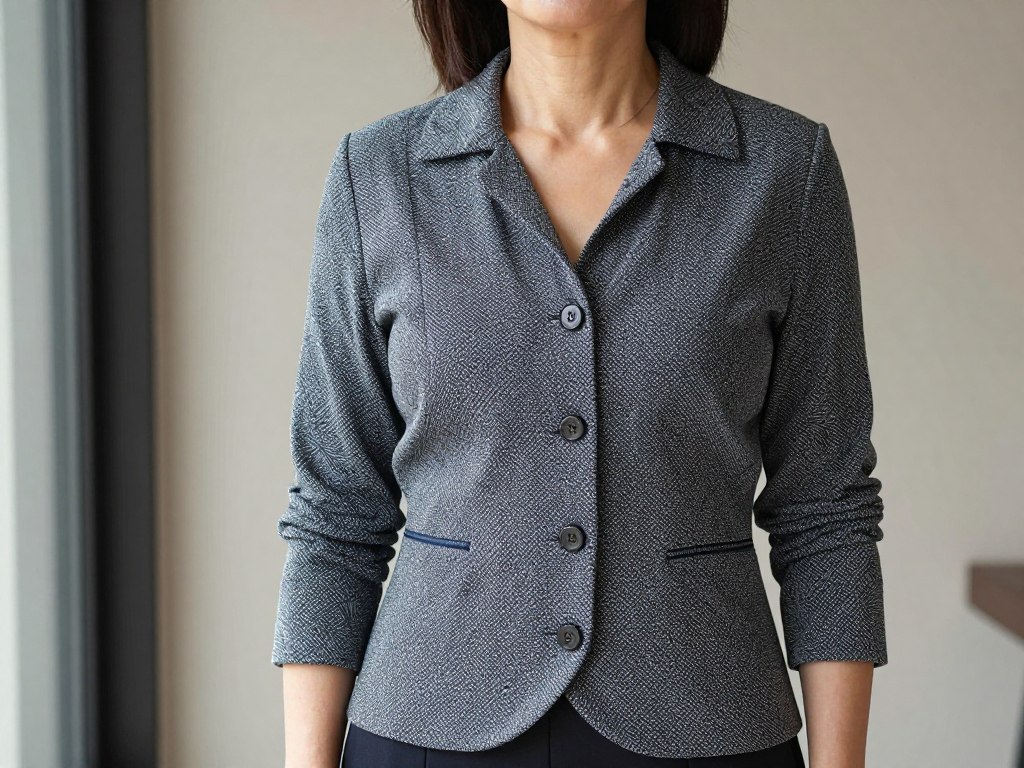 Kobieta w eleganckich ubraniach z subtelnymi wzorami po 40 Kobieta w eleganckich ubraniach z subtelnymi wzorami po 40