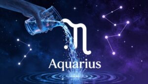 Wodnik jaki miesiąc - symbol znaku zodiaku Wodnika na tle gwiazdozbioru