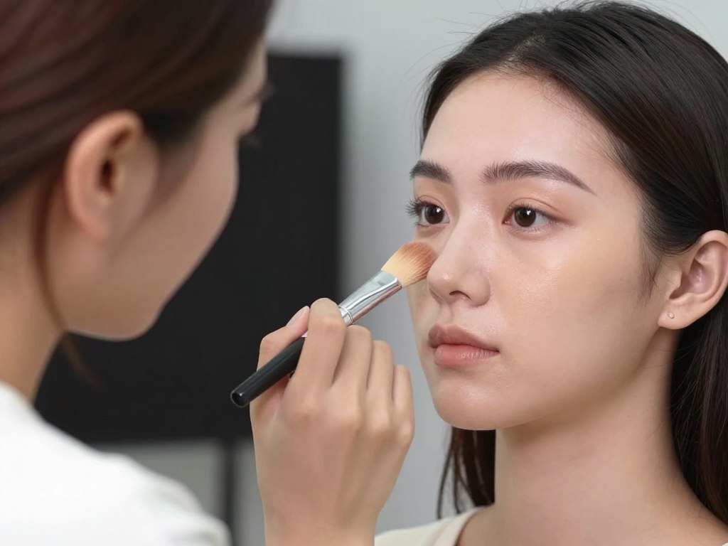 aplikacja płynnego podkładu pędzlem