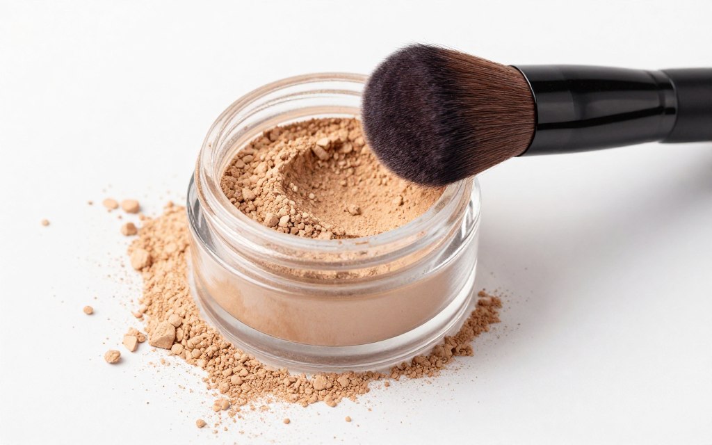 mineralny podkład w słoiczku z pędzlem