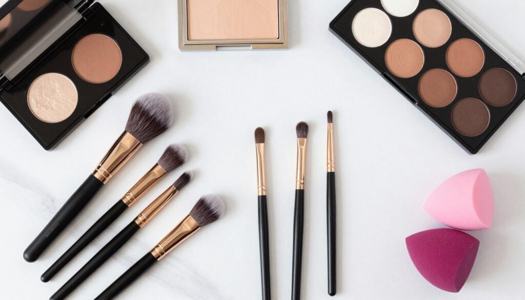 narzędzia do aplikacji podkładu pędzle gąbki