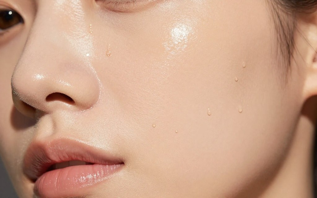 rozświetlający podkład efekt na skórze