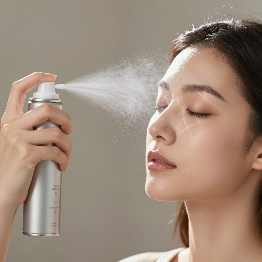 spryskiwanie twarzy mgiełką utrwalającą