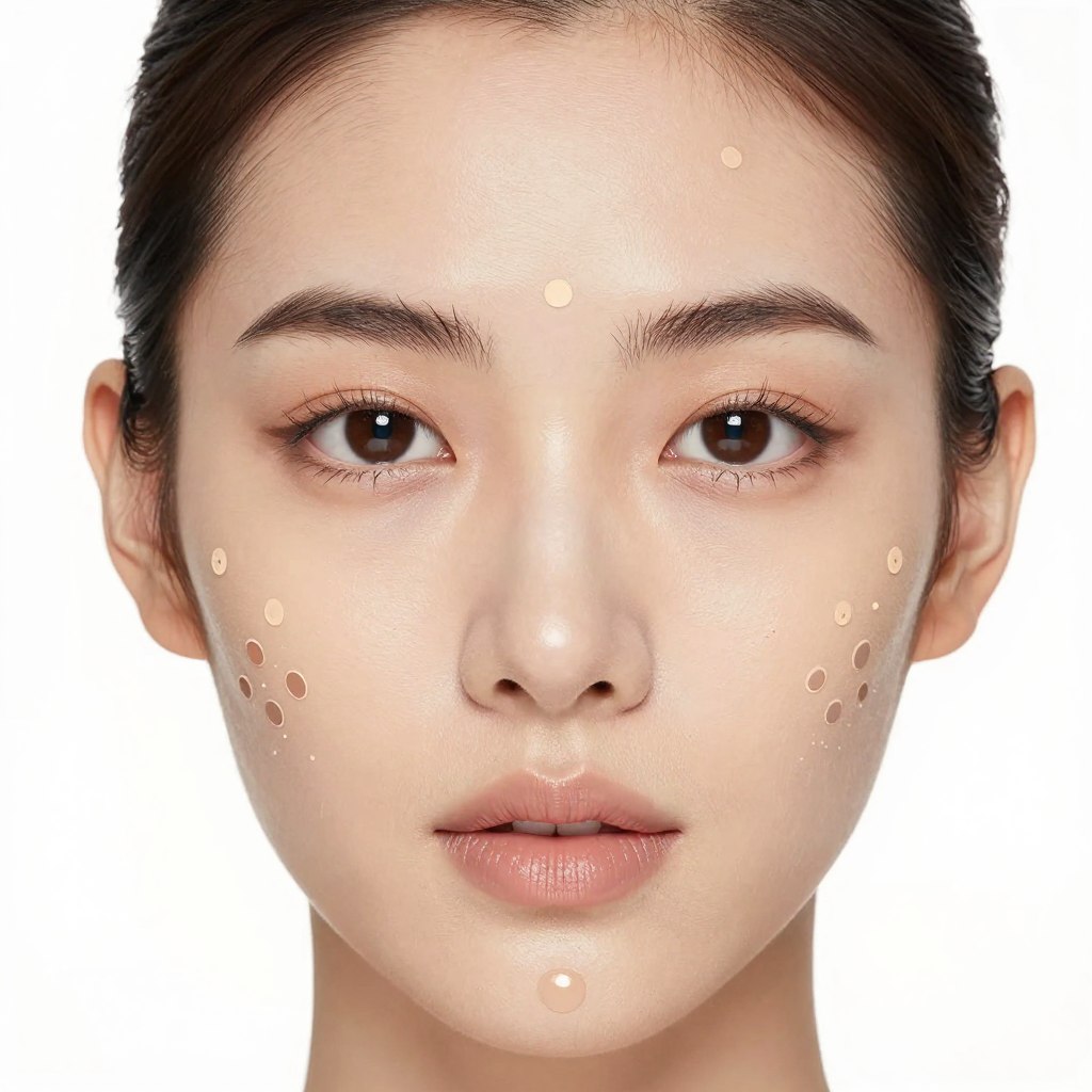 technika kropek podkład na twarzy