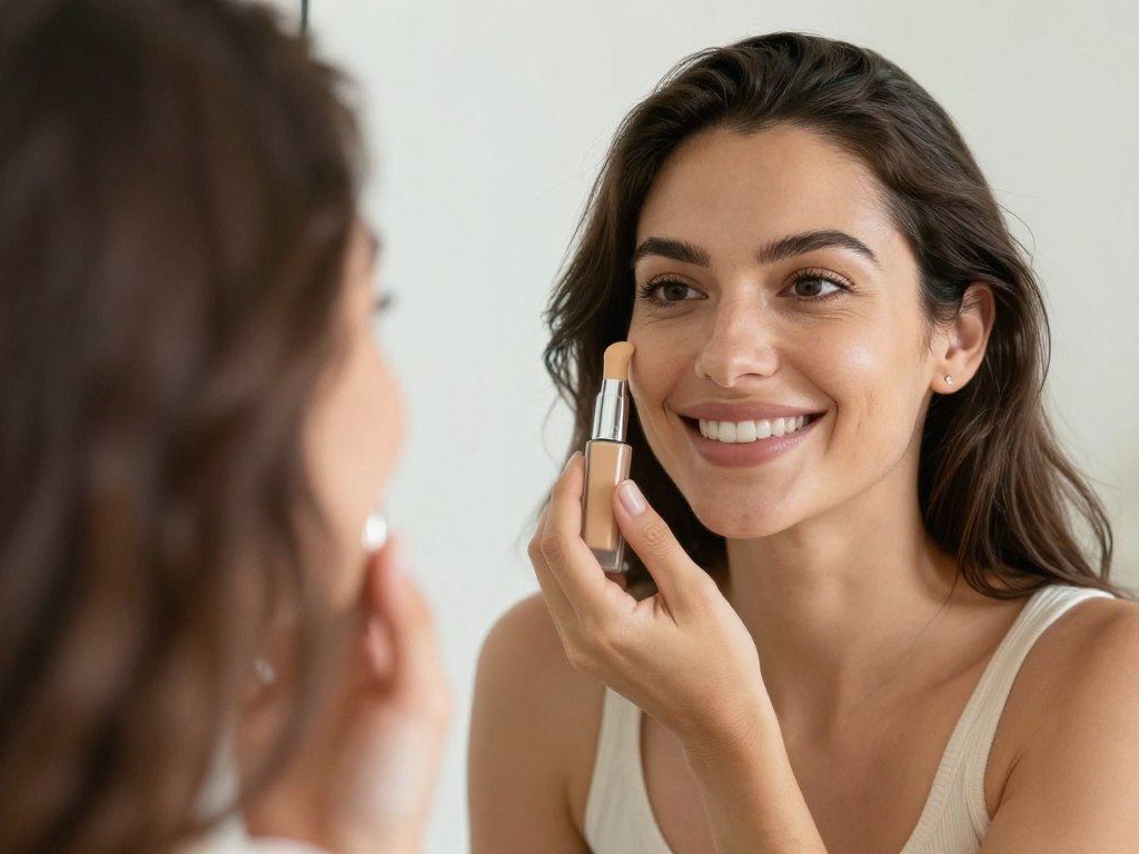 zadowolona kobieta z idealnym podkładem