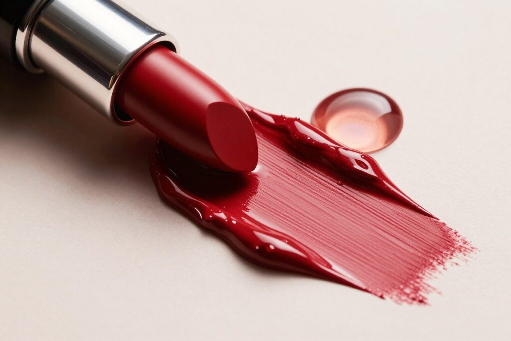 Czerwona szminka z wielowymiarowym wykończeniem