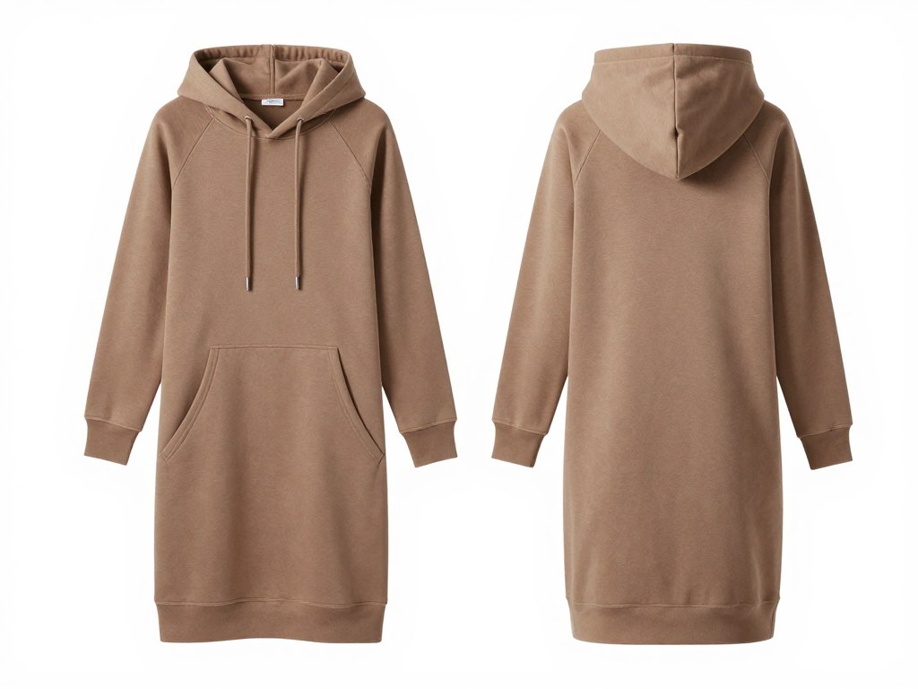 Dresowa sukienka maxi z kapturem w stylu sportowym Dresowa sukienka maxi z kapturem w stylu sportowym