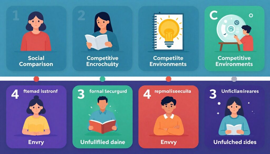 Ilustracja przedstawiająca źródła zawiści