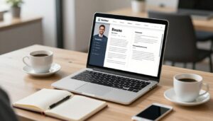 Jak napisać biogram - profesjonalny biogram zawodowy na laptopie