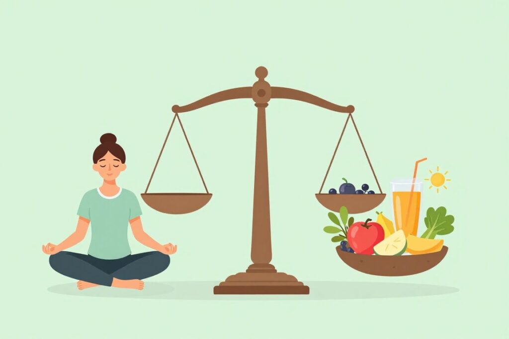 Koncepcja równowagi między akceptacją a dbaniem o siebie, wizualna metafora