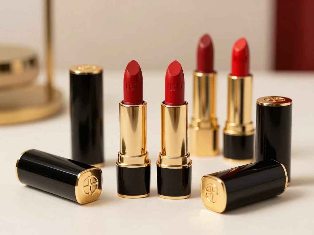 Luksusowe czerwone szminki w eleganckich opakowaniach