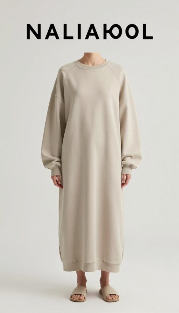 Oversizedowa sukienka dresowa maxi w minimalistycznym stylu Oversizedowa sukienka dresowa maxi w minimalistycznym stylu