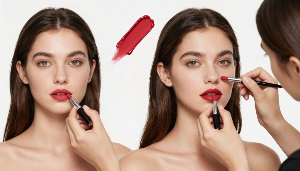Proces aplikacji czerwonej szminki krok po kroku