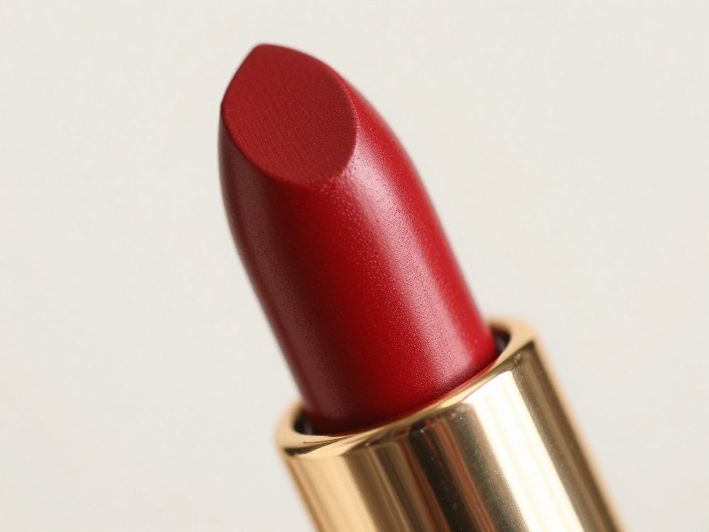 Satynowa czerwona szminka z delikatnym połyskiem
