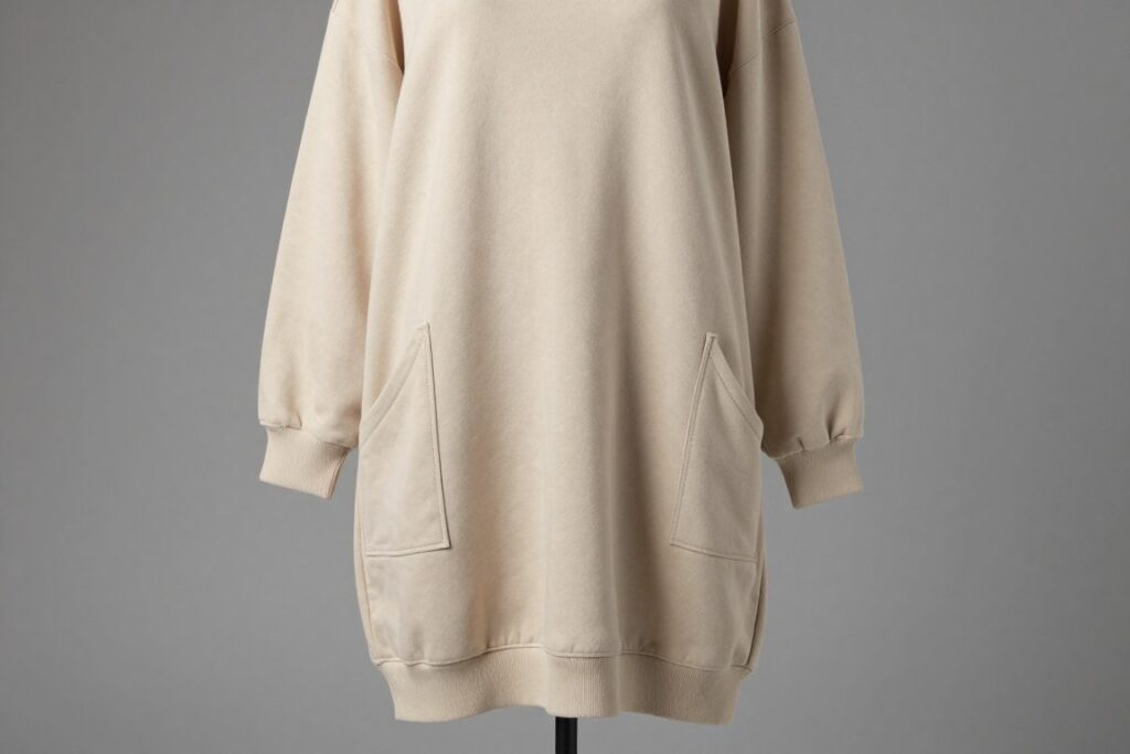 Sukienka dresowa maxi oversize z dużymi kieszeniami Sukienka dresowa maxi oversize z dużymi kieszeniami