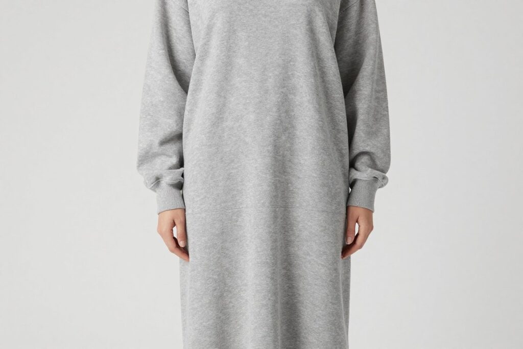 Szara sukienka dresowa maxi w minimalistycznym stylu Szara sukienka dresowa maxi w minimalistycznym stylu