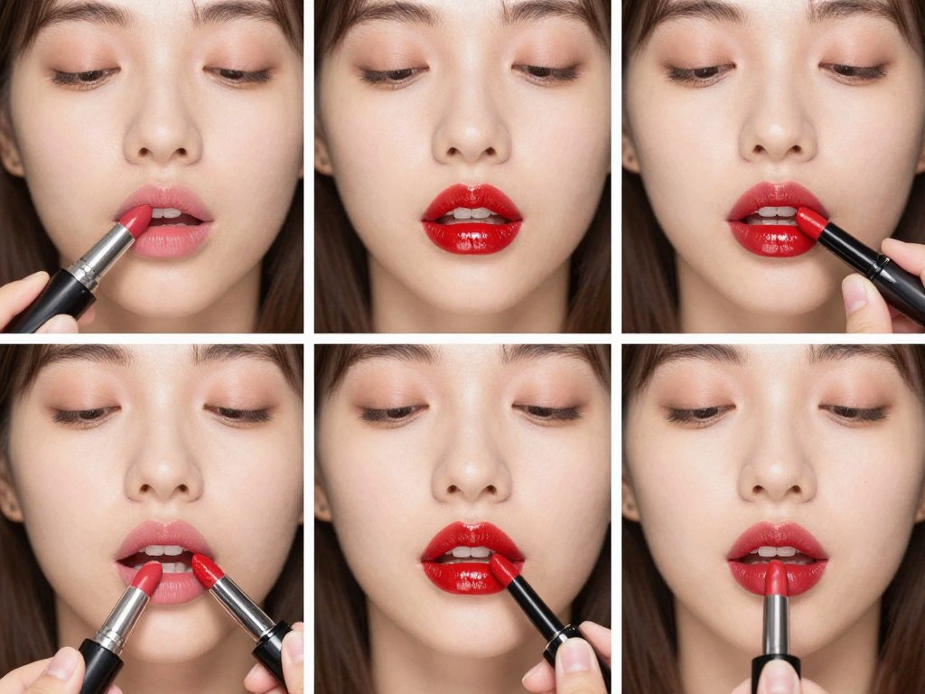 Technika matowania błyszczącej czerwonej szminki pudrem