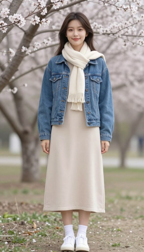 Wiosenna stylizacja z sukienką dresową maxi Wiosenna stylizacja z sukienką dresową maxi