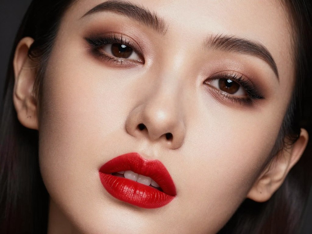 elegancki makijaż kobiety wamp z czerwonymi ustami