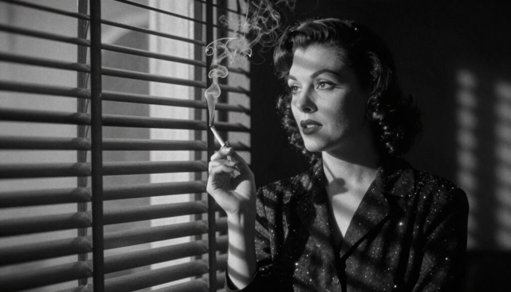 scena filmowa z kobietą wamp w stylu noir