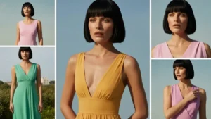 Kobieta w eleganckich sukienkach kolory Pantone 2026 - wiosna lato 2026, stylizacje moda trendy